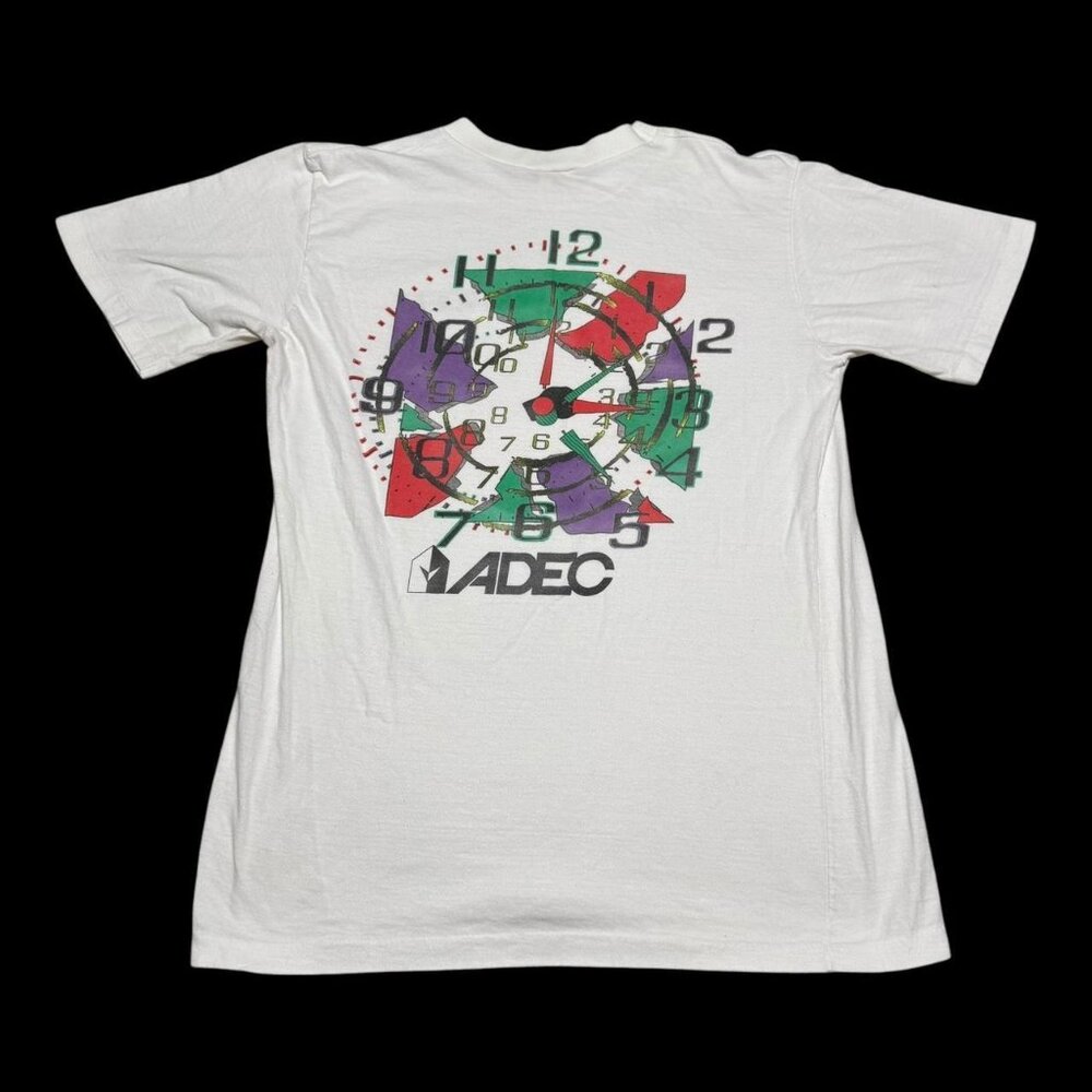 Vintage 90s ADEC Watch Company Promo White Logo 100% Cotton Shirt Adult Large